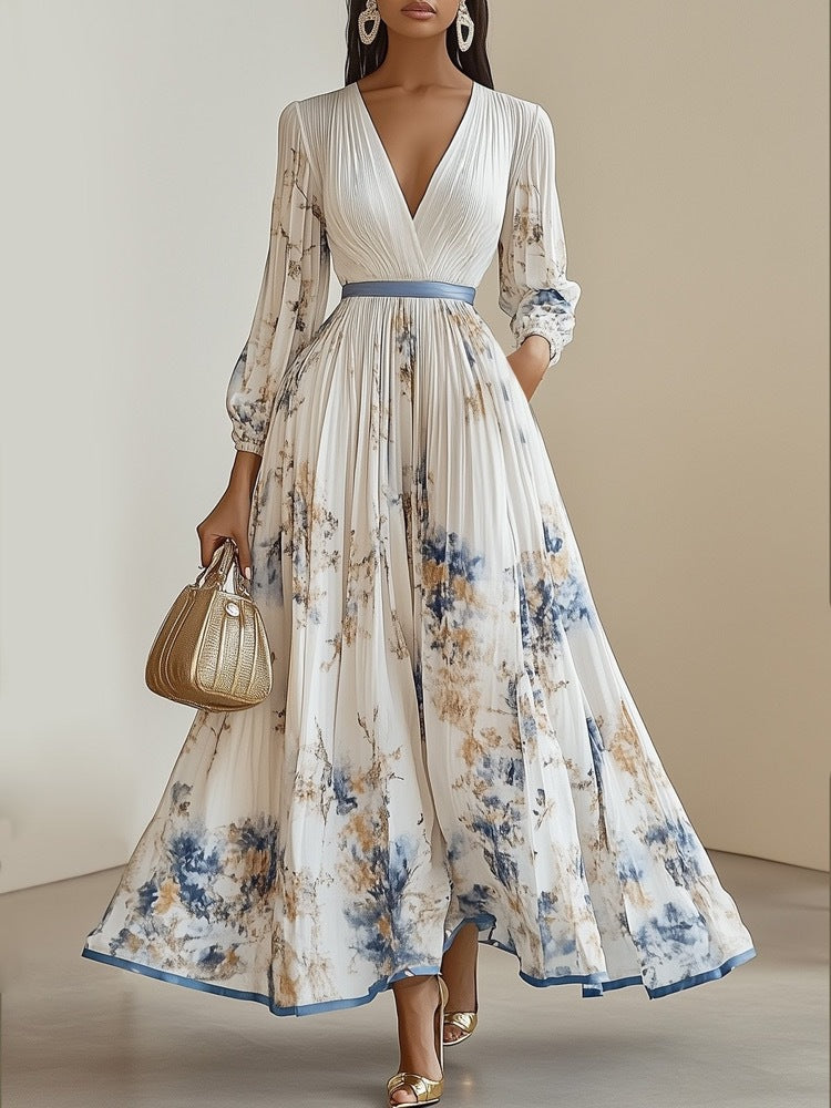 Long sleeved V-neck dress 