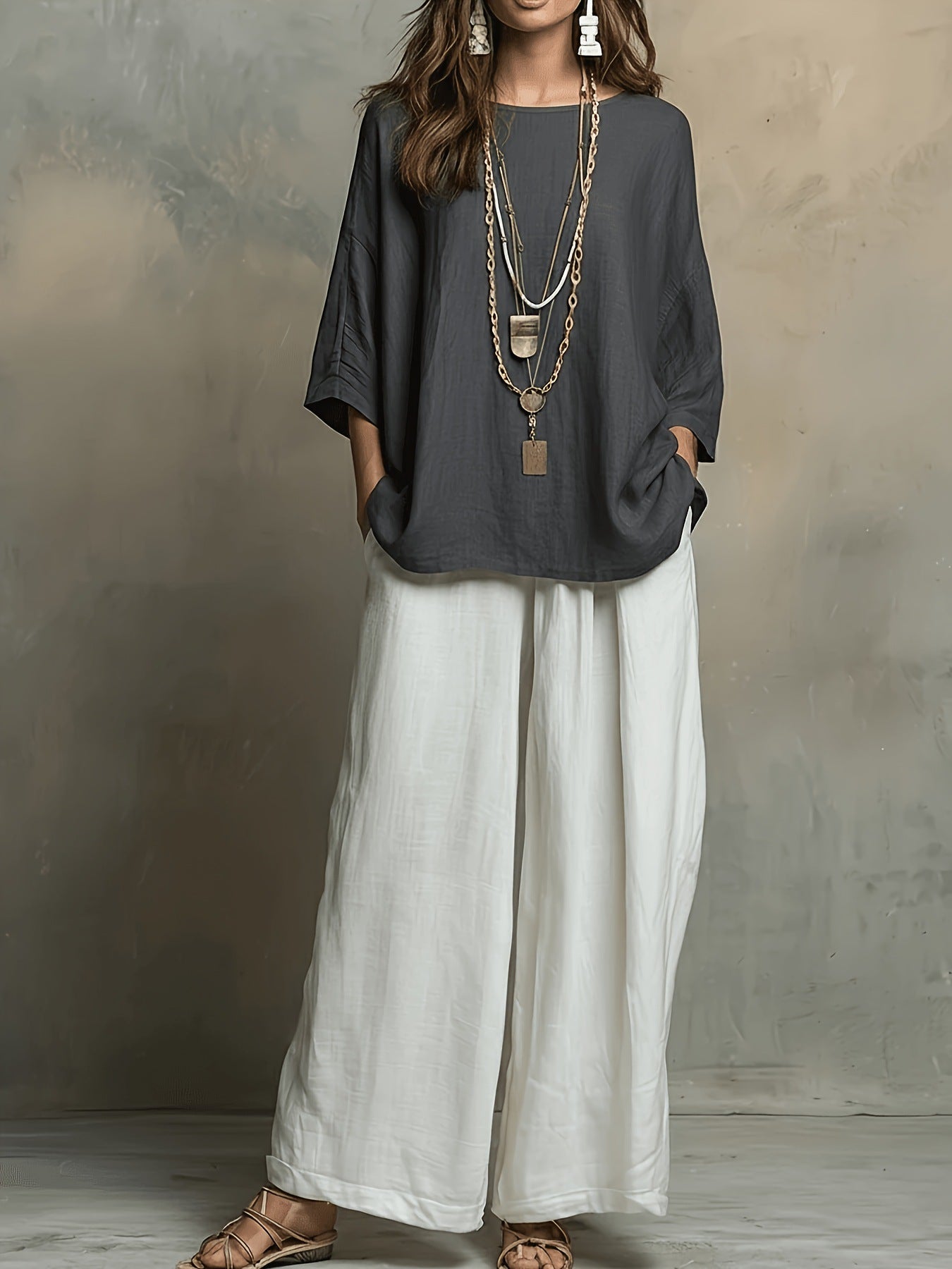 Bohemian Style Loose Elegant Set for Women Casual Vacation Outfit 