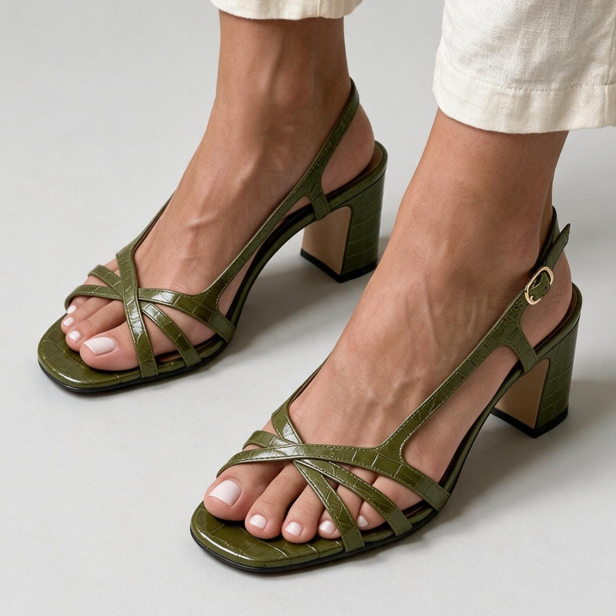 Made to order ships in 3–5 days High heeled open toe buckle strap women's sandals 