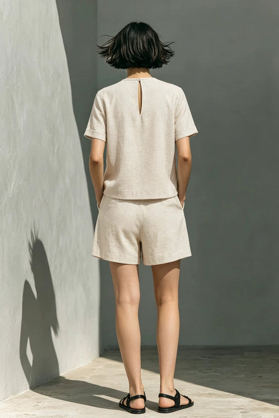 Summer loose short sleeved top+shorts two-piece set 