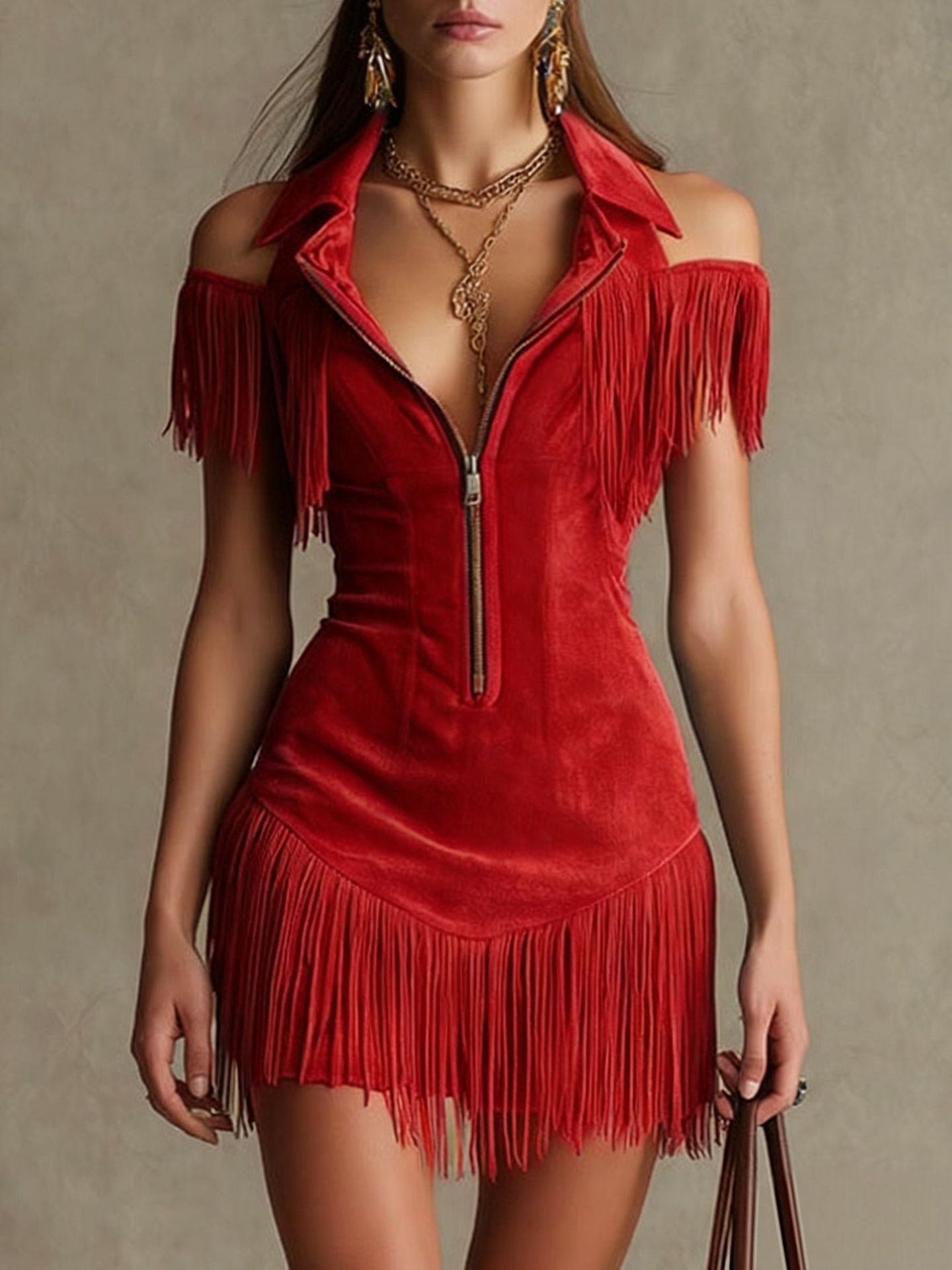 Tassel off shoulder dress 
