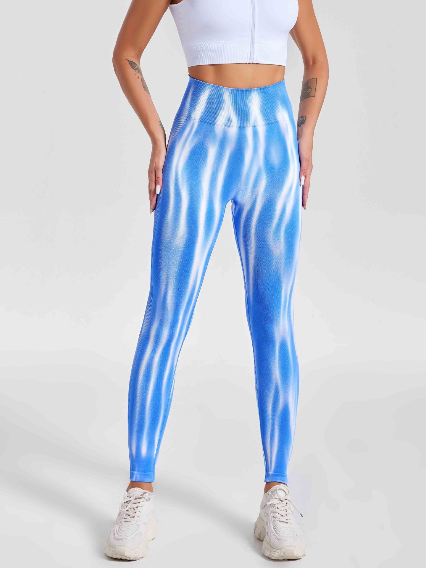 Dyed Aurora High-Waisted Seamless Yoga Pants Tummy Control Fitted Workout Leggings Fitness Pants 