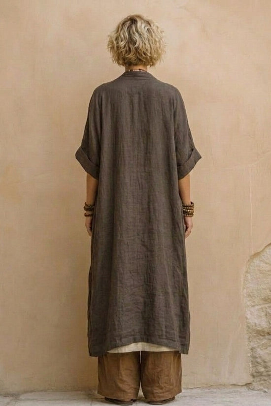 Loose Embroidered Long Robe Two-Piece Set for Women, Casual Wide-Leg Pants Outfit, Fashionable and Trendy 