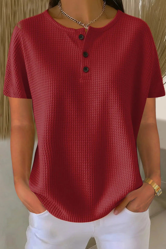 Round neck solid color pullover loose top 