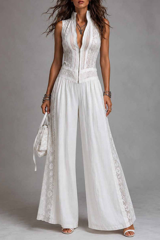 Sleeveless lace patchwork jumpsuit 