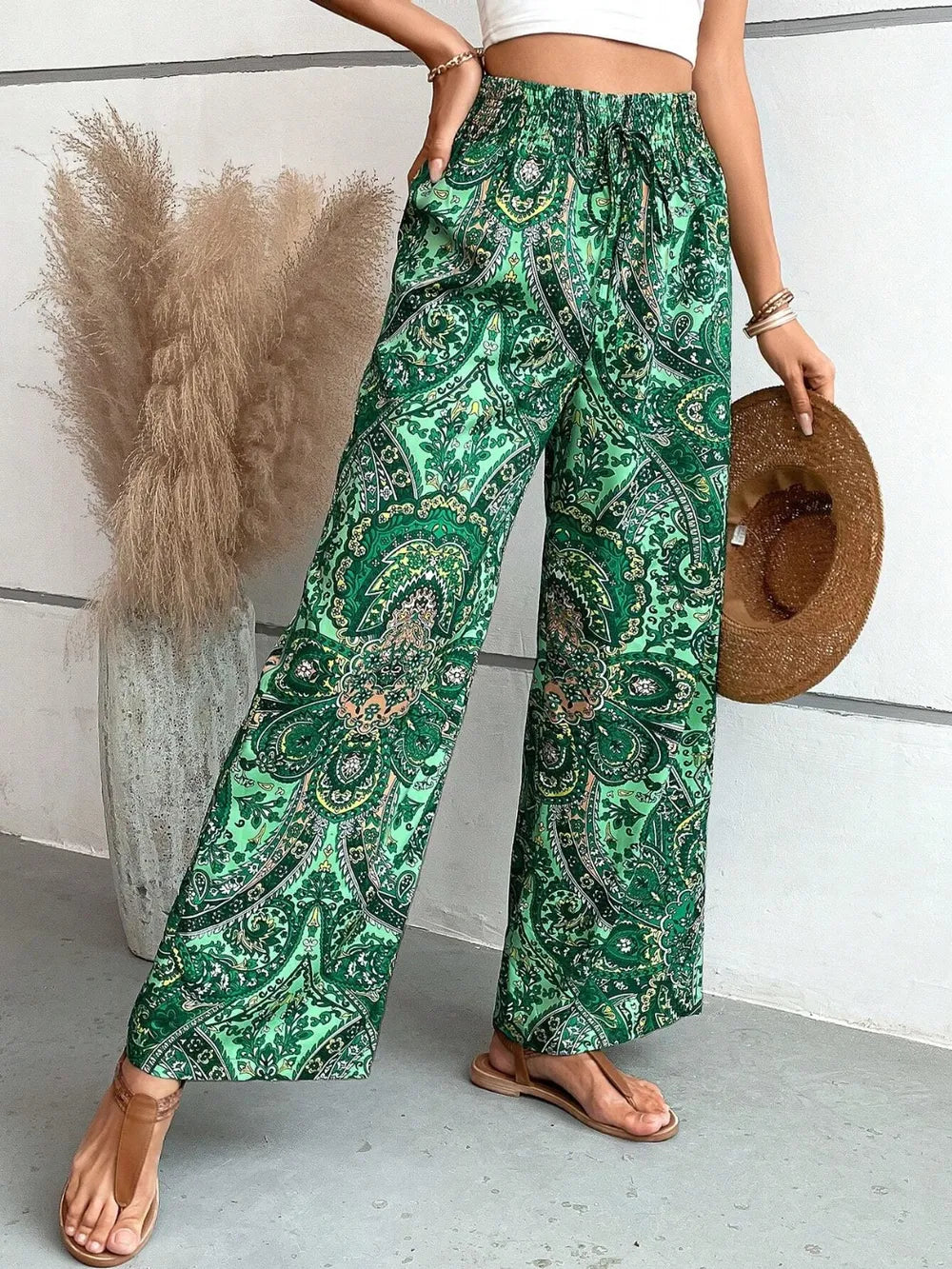 Printed Wide Leg Pants 