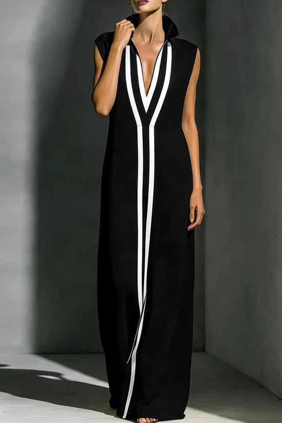V-neck contrasting dress 