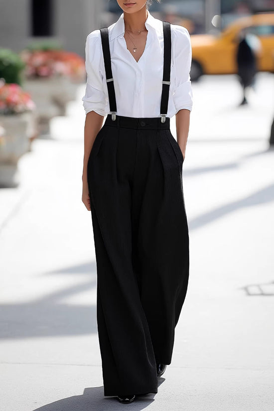 Women's adjustable detachable shoulder strap pocket pants 