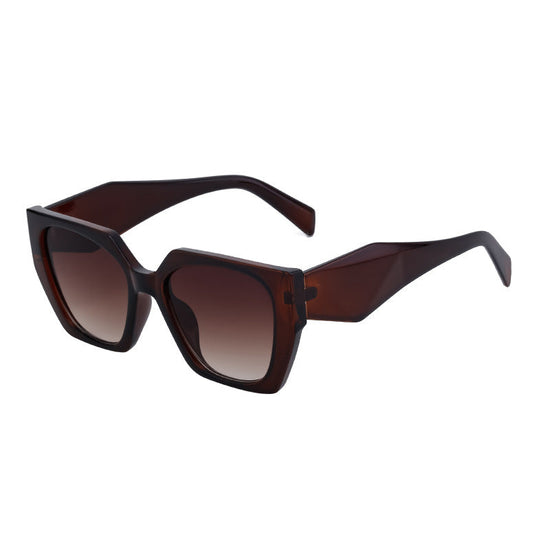 New Fashion Cat-eye Wide Temple Sunglasses for Women, High-end Ins Style, Full-frame UV Protection Sun Glasses 
