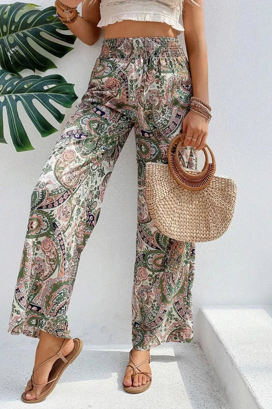 Printed Wide Leg Pants 