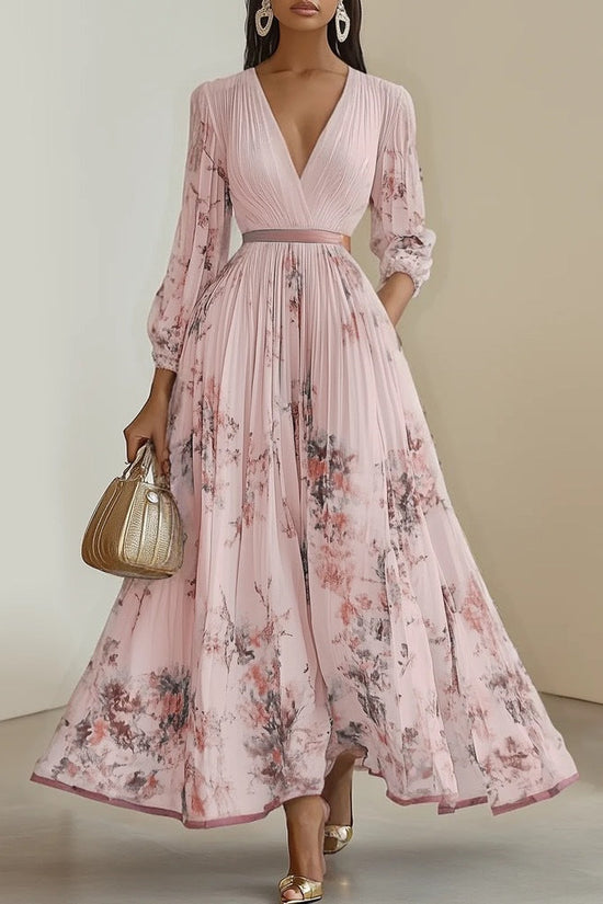 Long sleeved V-neck dress 
