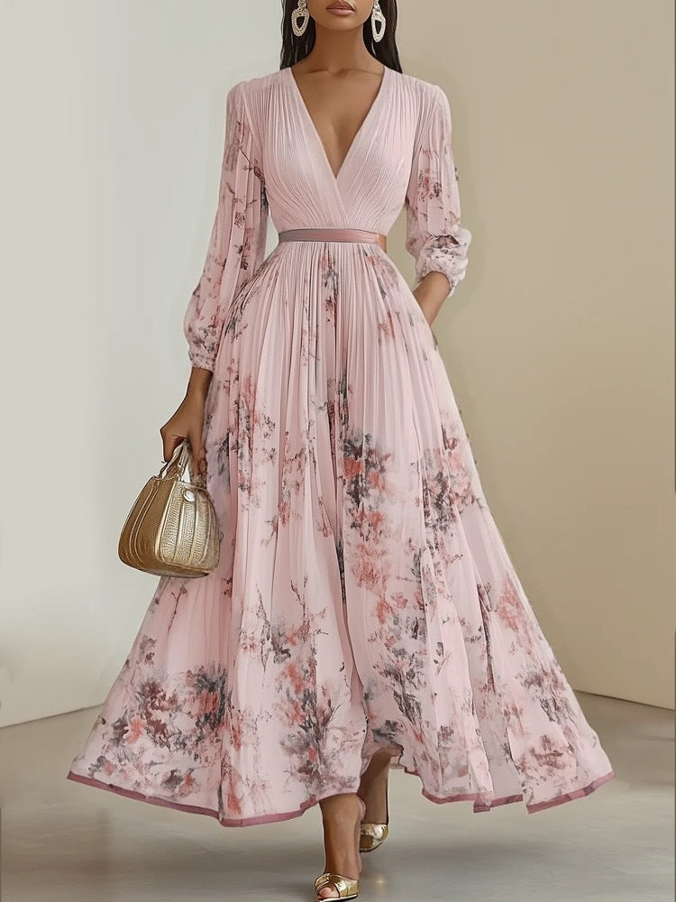 Long sleeved V-neck dress 