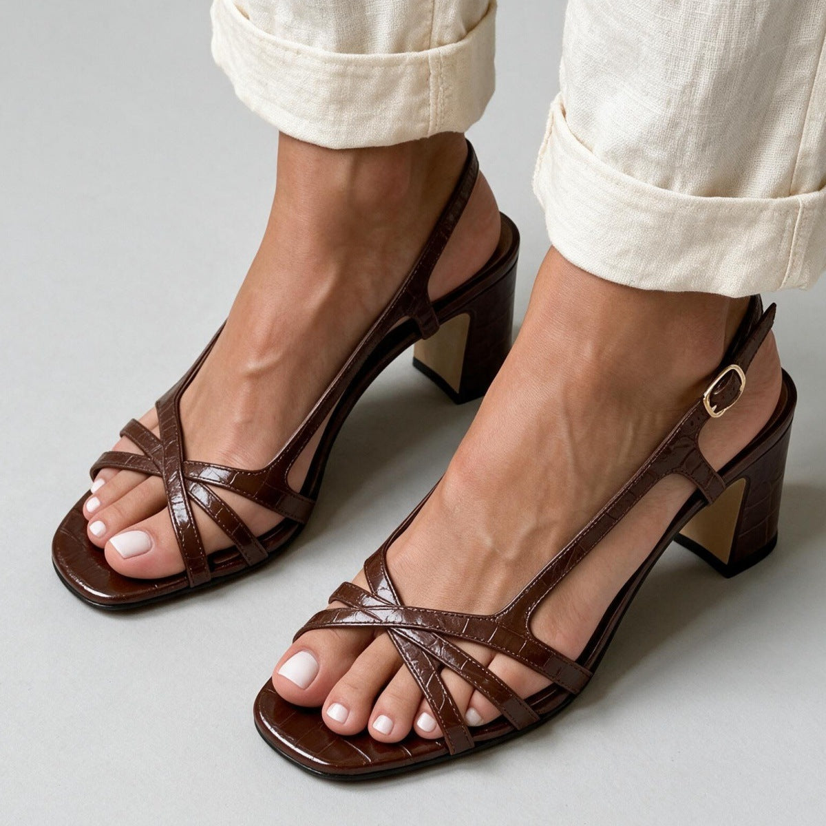 Made to order ships in 3–5 days High heeled open toe buckle strap women's sandals 
