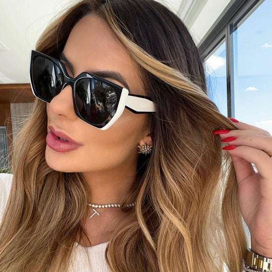 New Fashion Cat-eye Wide Temple Sunglasses for Women, High-end Ins Style, Full-frame UV Protection Sun Glasses 