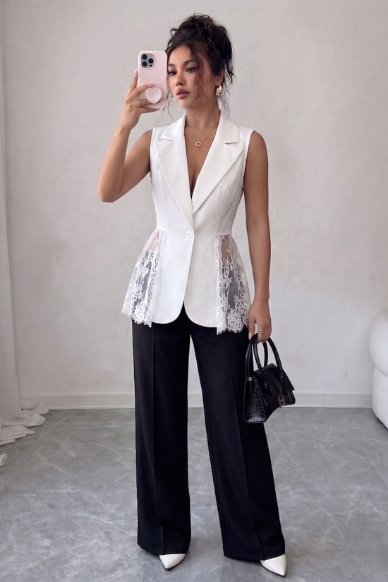 Sleeveless slim fit A-line jacket 