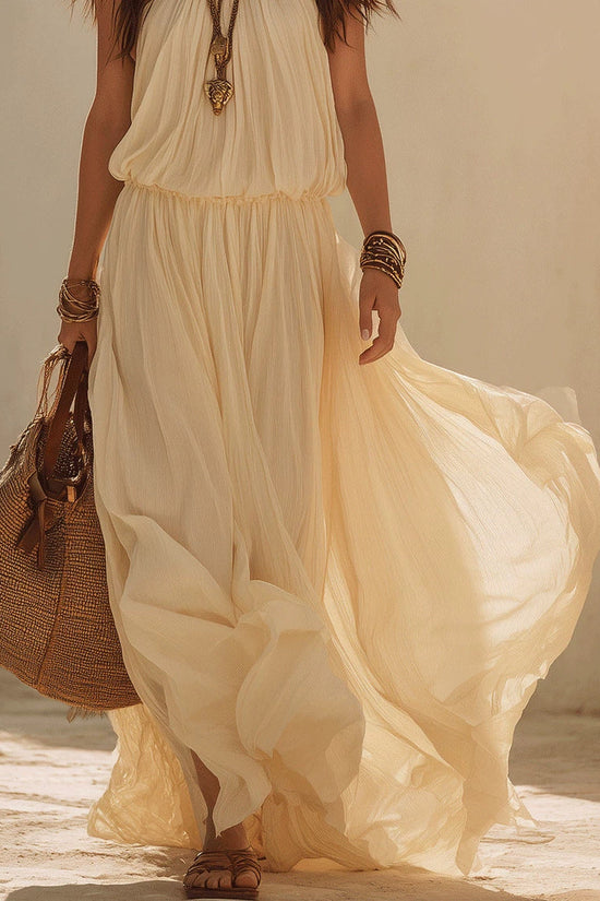 Hanging neck and waist cinching dress 