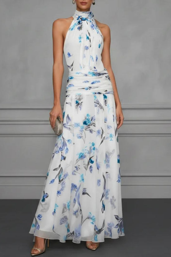 Hanging neck printed dress 