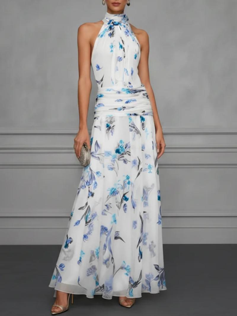 Hanging neck printed dress 