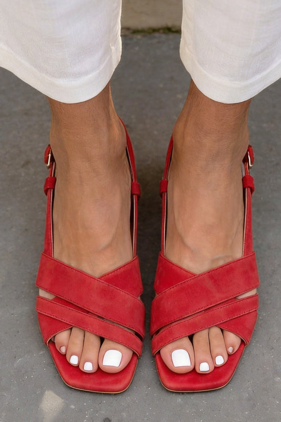 Made to order ships in 3–5 days Suede mid heel square toe open toe buckle sandals for women 