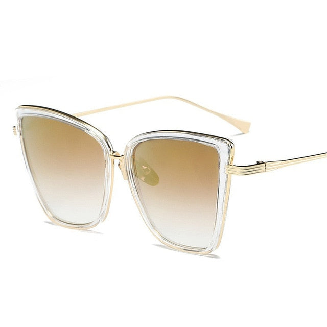 Big Cat Eye Sunglasses Women Black Mirror Sun Glasses eprolo