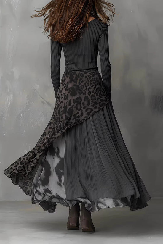 Long Sleeve Printed Maxi Dress 