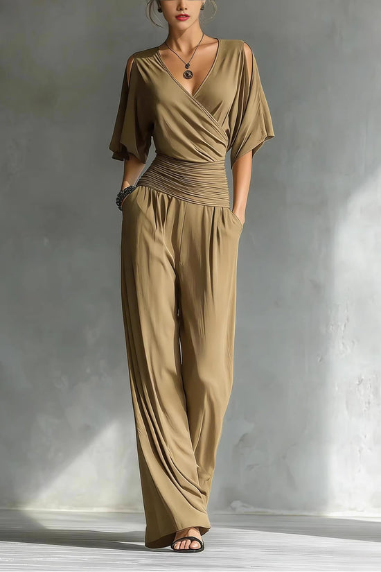 V-neck slim fit jumpsuit for women
