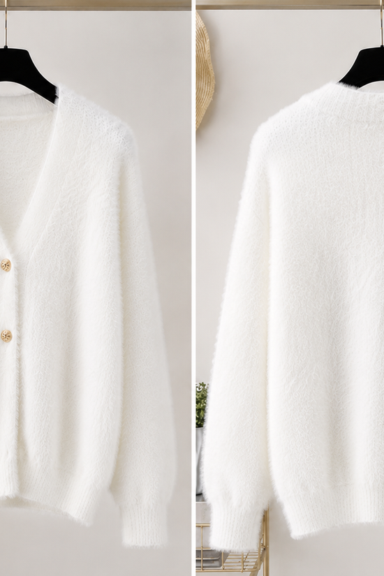Women's V-Neck Button Front Long Sleeve Knit Cardigan 