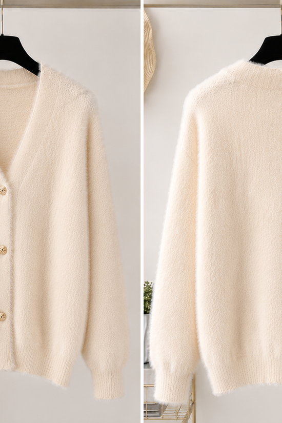 Women's V-Neck Button Front Long Sleeve Knit Cardigan 