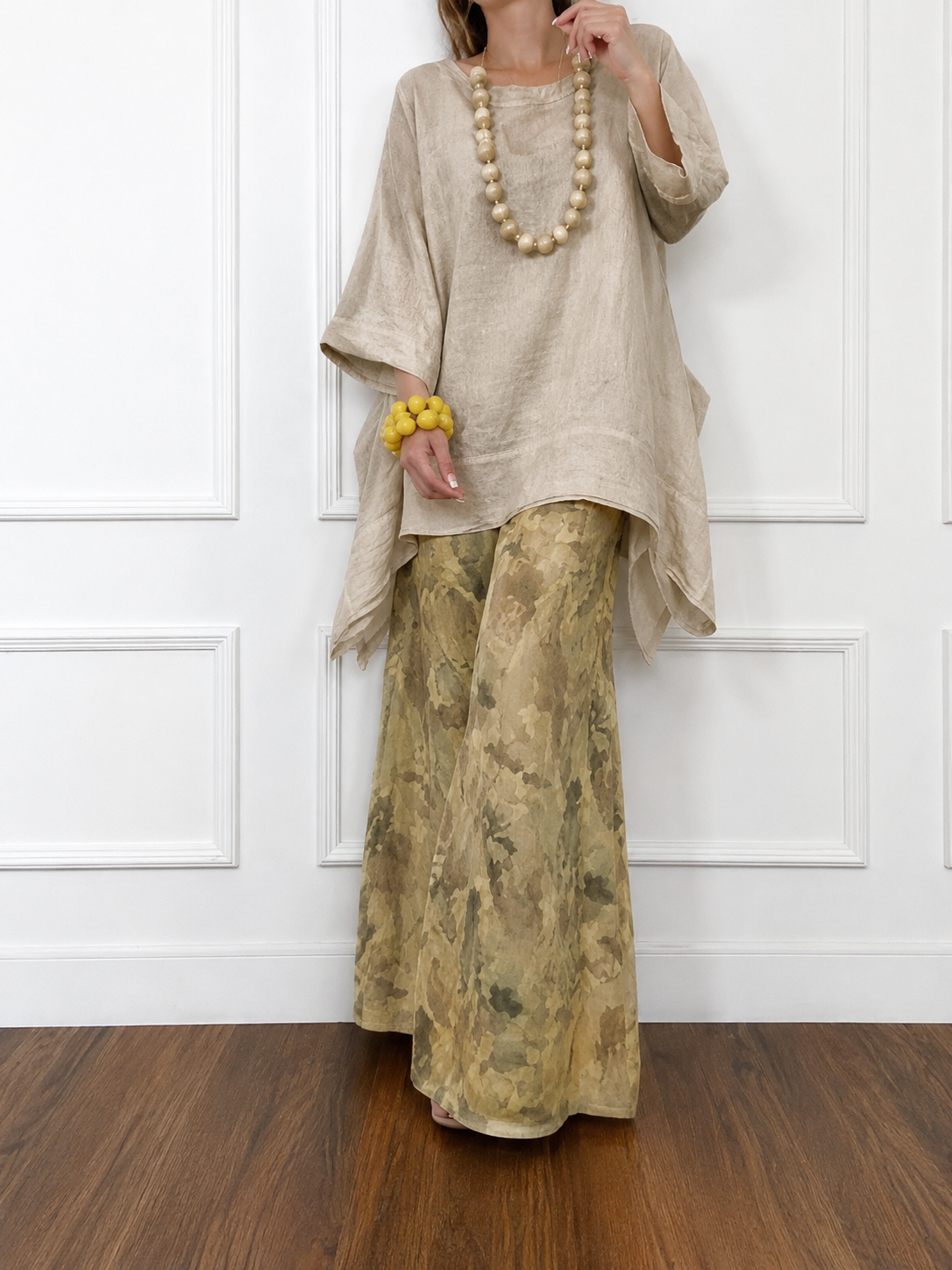 Irregular Hem Drop-Shoulder Top & Wide-Leg Pants Set | 3 Colors 