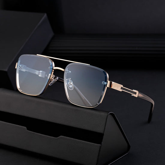 New Retro Sunglasses for Men, Square Frame, Stylish Sun Protection Glasses, High-End Men's Sunglasses 