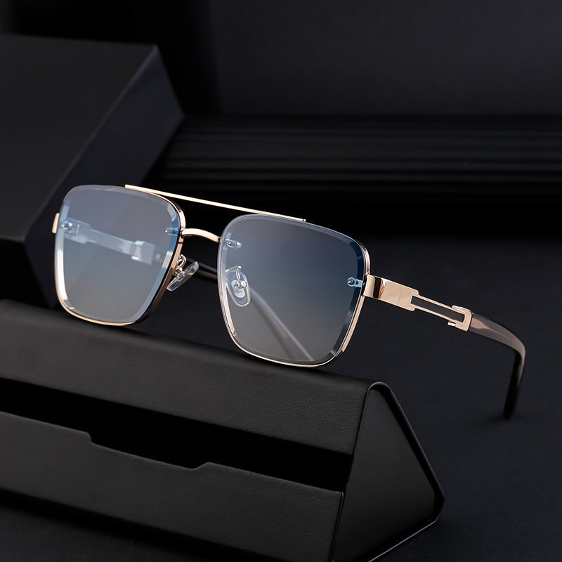 New Retro Sunglasses for Men, Square Frame, Stylish Sun Protection Glasses, High-End Men's Sunglasses 