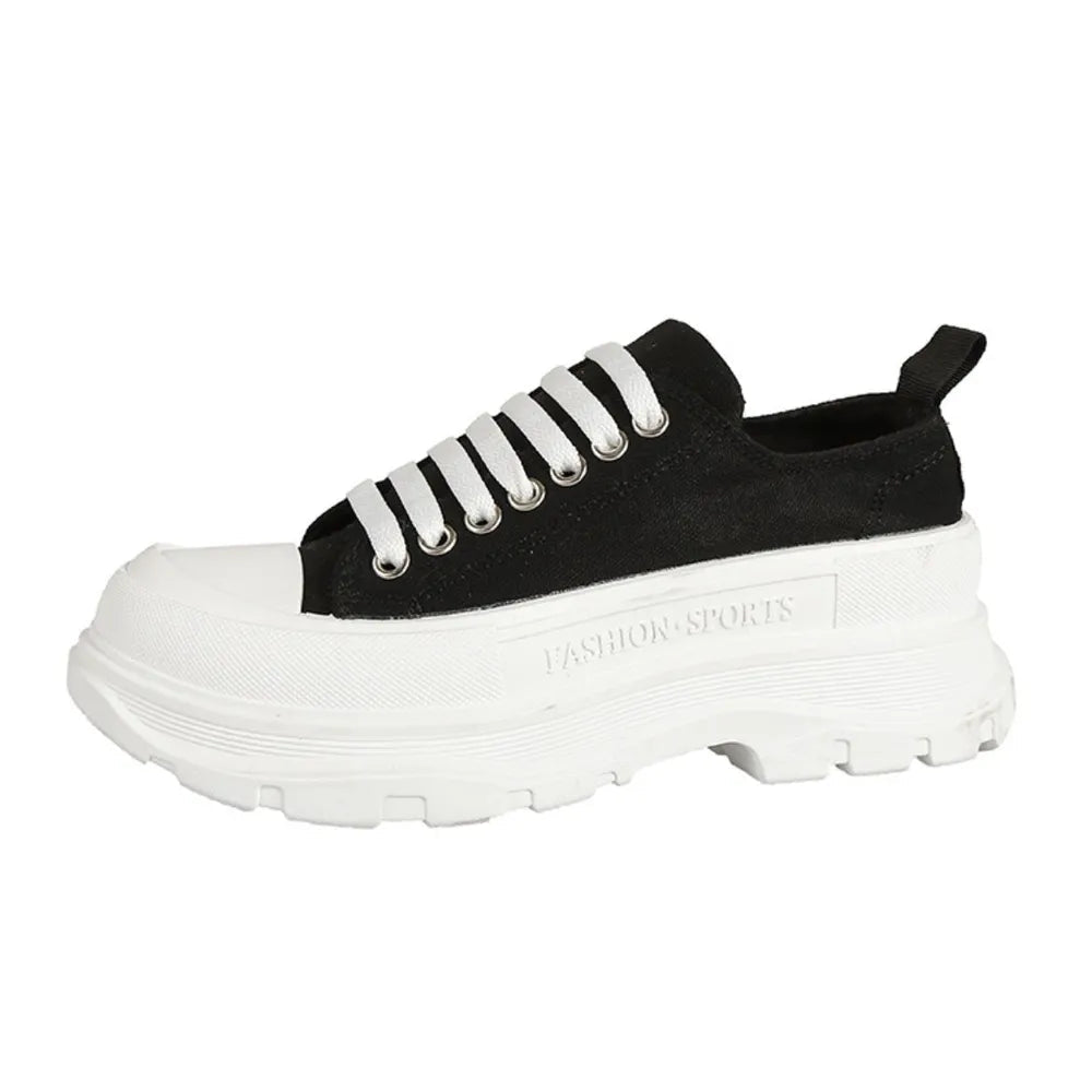 Lace Up Round Toe Platform Sneakers 