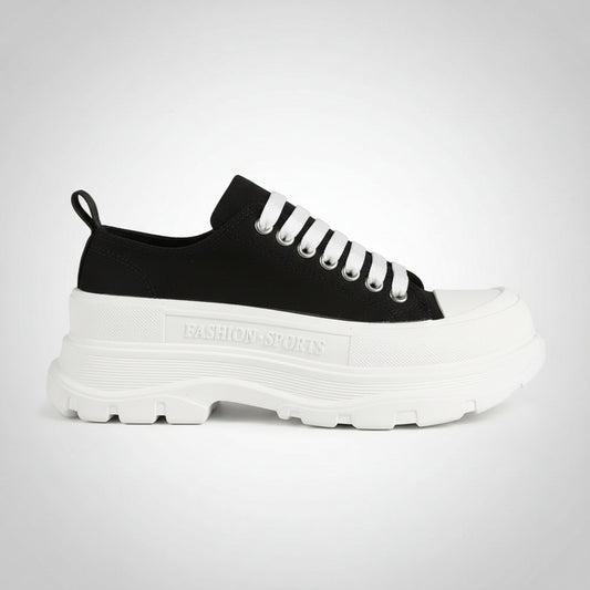 Lace Up Round Toe Platform Sneakers 