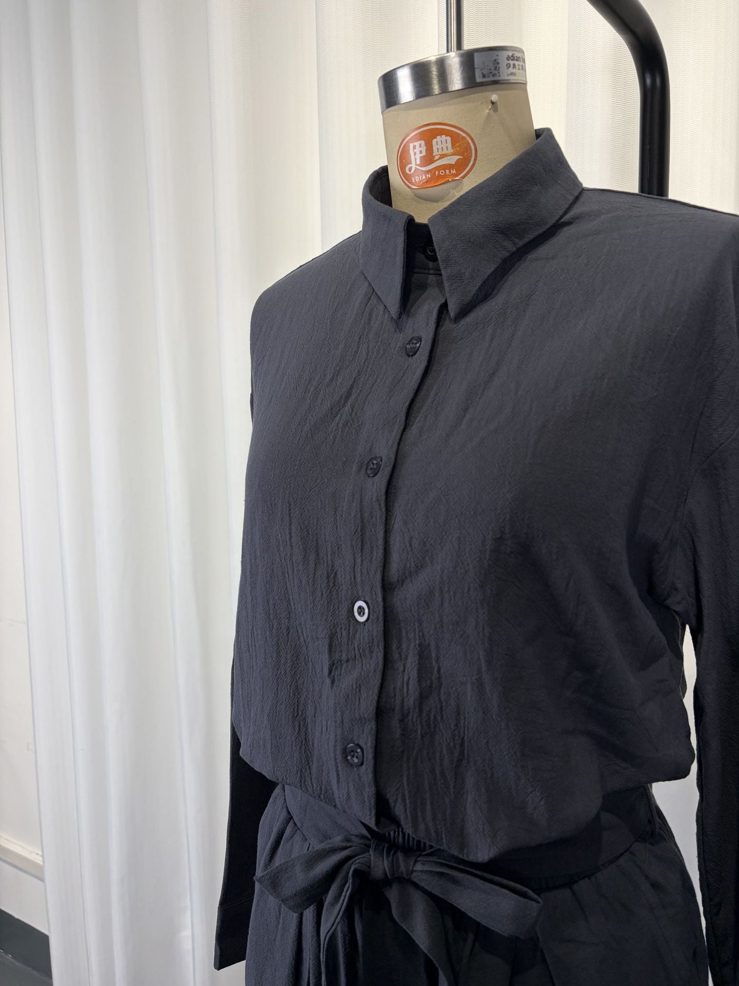 Linen-Look Shirt & Wide-Leg Trouser Set | Drawstring Waist 2-Piece | Gray 