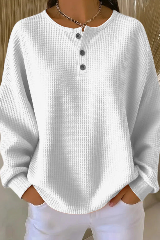 Round neck solid color pullover loose top 