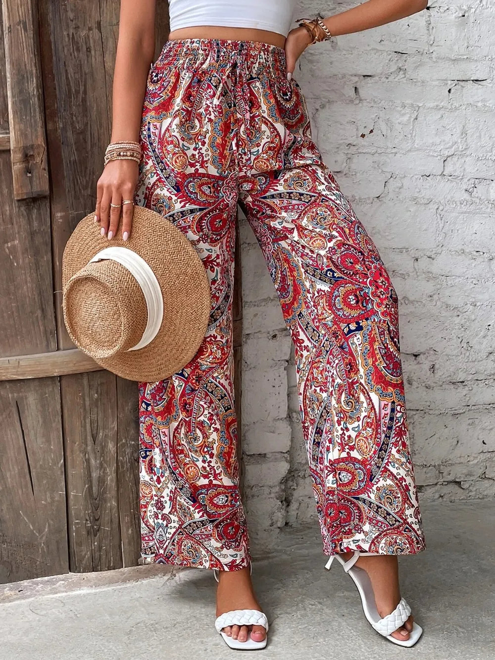 Printed Wide Leg Pants 