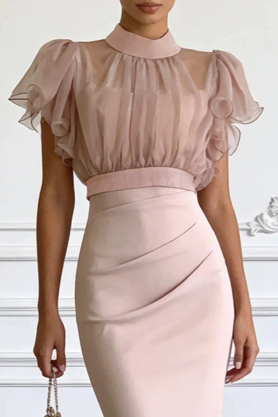 Mesh lace up waist bag hip dress 