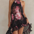  Black with pink floral pattern