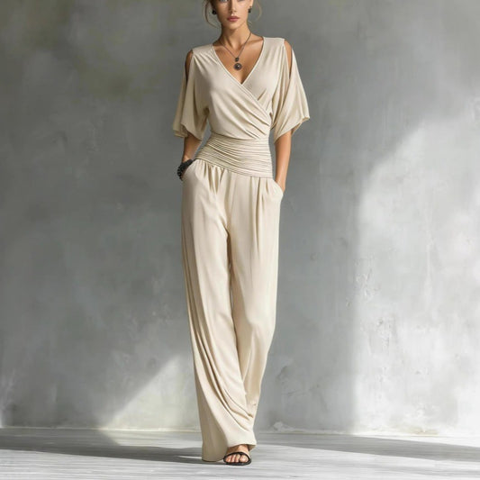 V-neck slim fit jumpsuit for women 