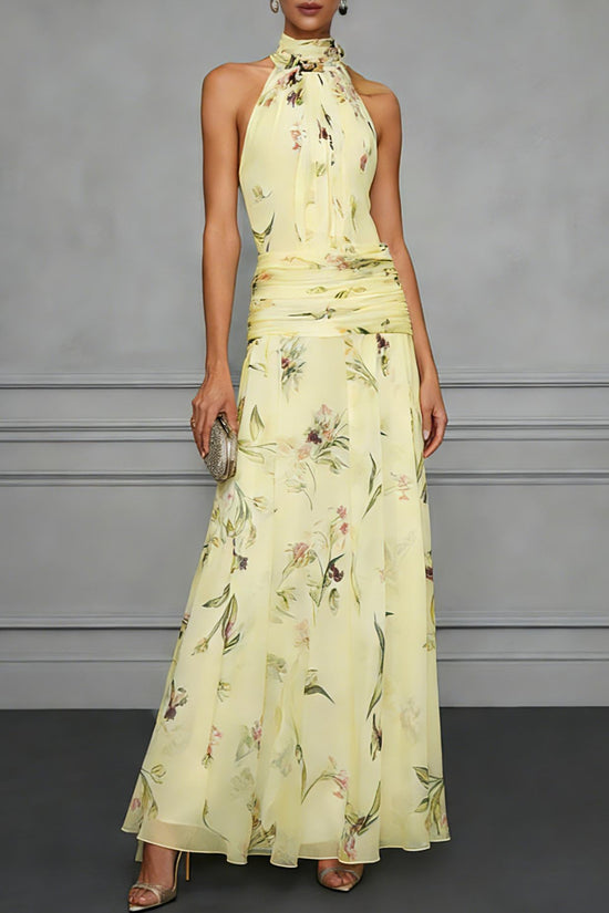 Hanging neck printed dress 