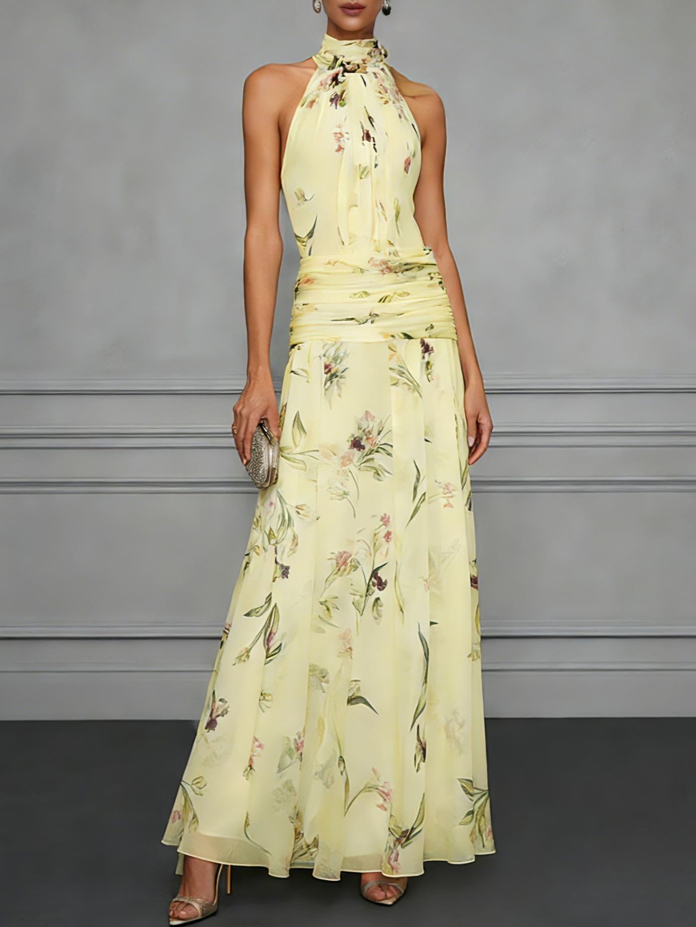 Hanging neck printed dress 