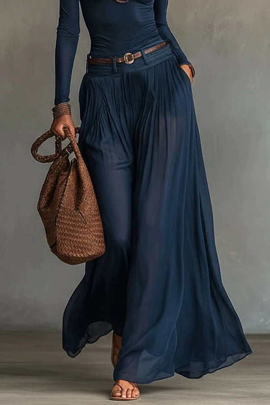 Fashionable Simple Solid Color Asymmetrical Shoulder Long Sleeve Casual Set with Belted Long Dress 
