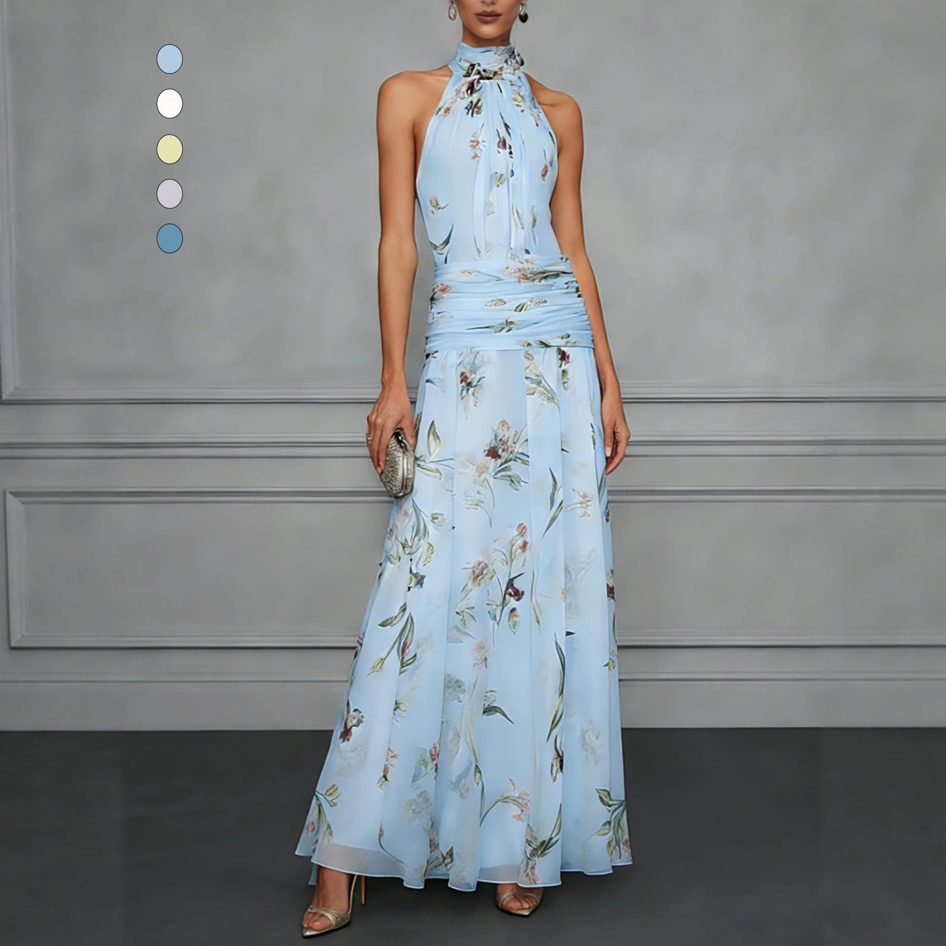 Hanging neck printed dress 