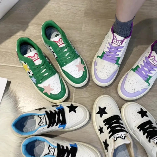 Contrast Star Round Toe Athletic Sneakers 