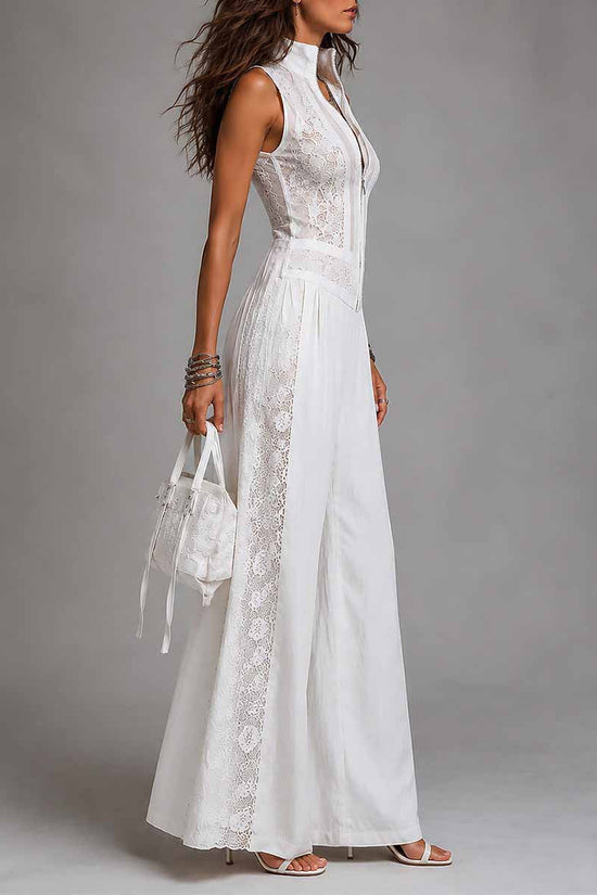 Sleeveless lace patchwork jumpsuit 