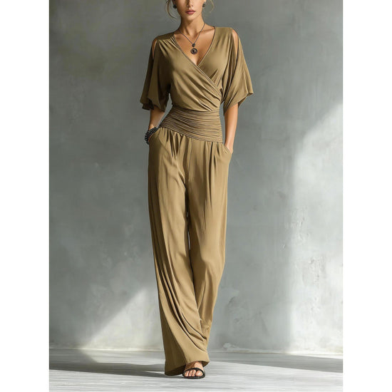 V-neck slim fit jumpsuit for women