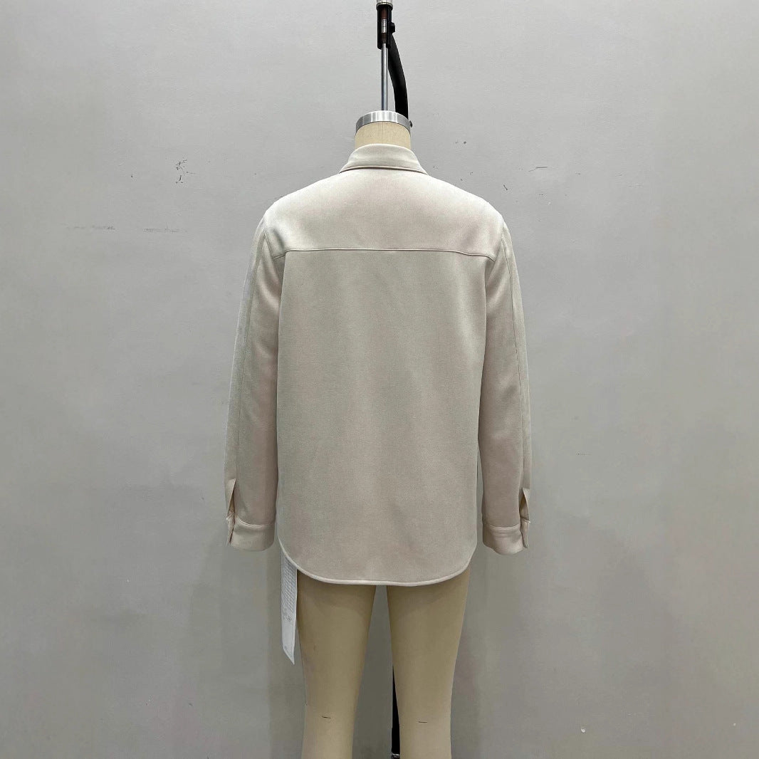 Floral composite collar versatile style shirt top jacket 