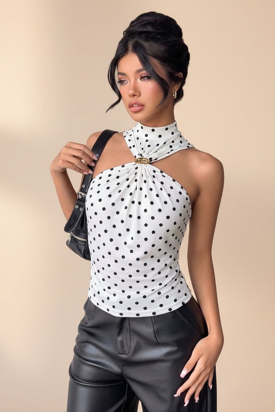 Wave point hanging neck sleeveless top 