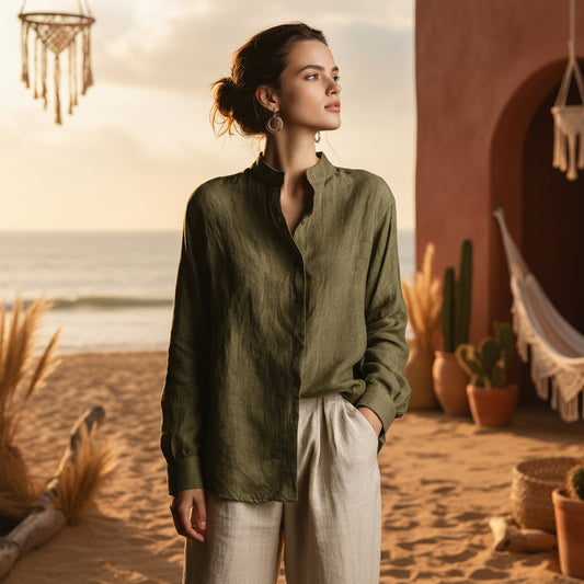 Collar loose long sleeved shirt 