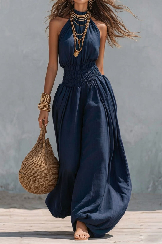 Sleeveless hanging neck lantern pants jumpsuit for women 